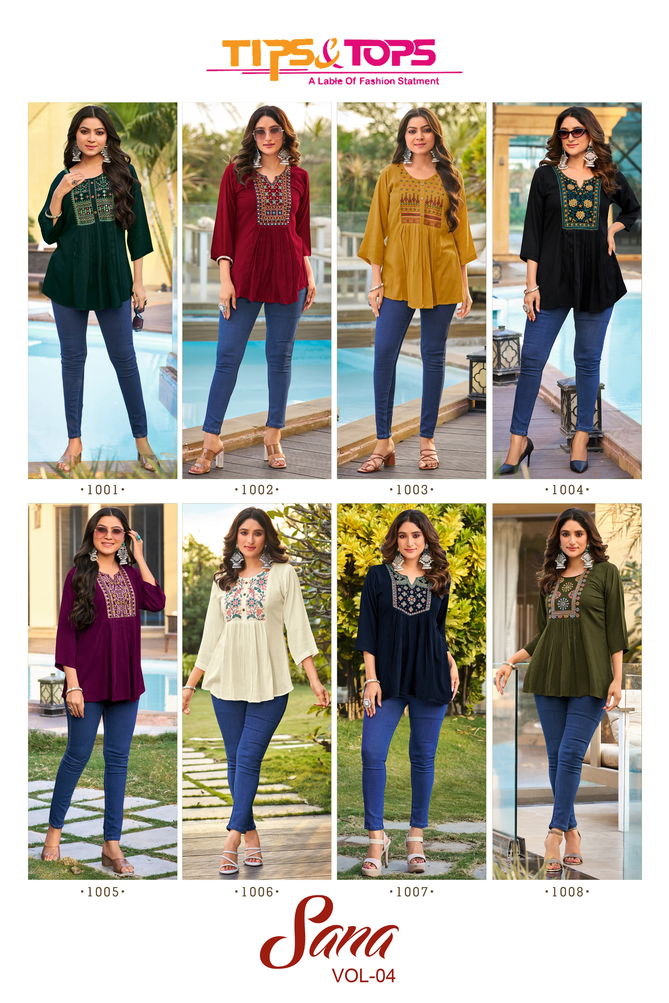 Sana Vol 4 By Tips Tops Rayon Short Ladies Top Suppliers In India